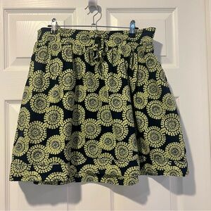 Merona Navy and Green 100% Cotton Skater Girl Skirt Size Medium